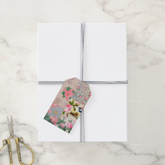 Vintage wallpaper collage gift tags
