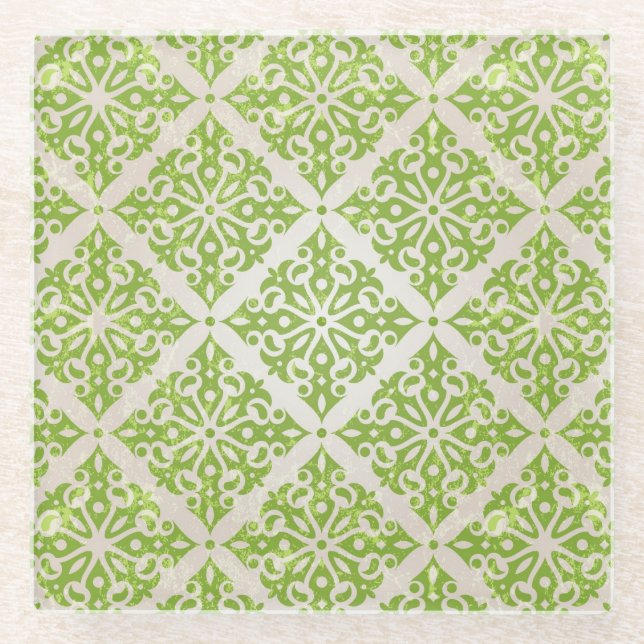 Vintage wallpaper glass coaster (Front)