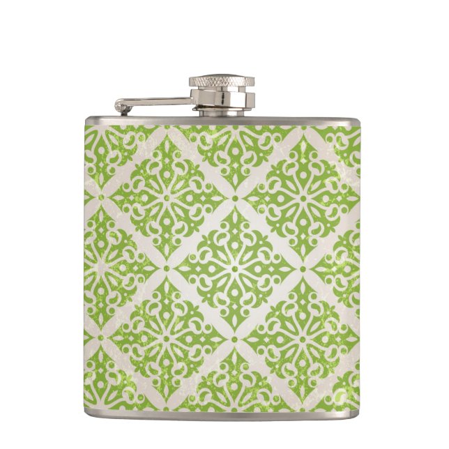 Vintage wallpaper hip flask (Front)