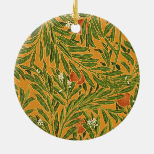 Vintage wallpaper pattern orange tree artwork ceramic tree decoration