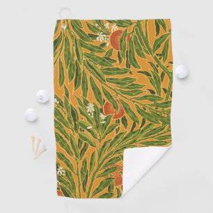 Vintage wallpaper pattern orange tree artwork golf towel
