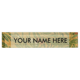 Vintage wallpaper pattern orange tree artwork nameplate