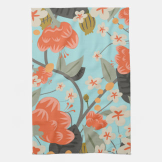 Vintage Wallpaper Rose and Flowers Tea Towel