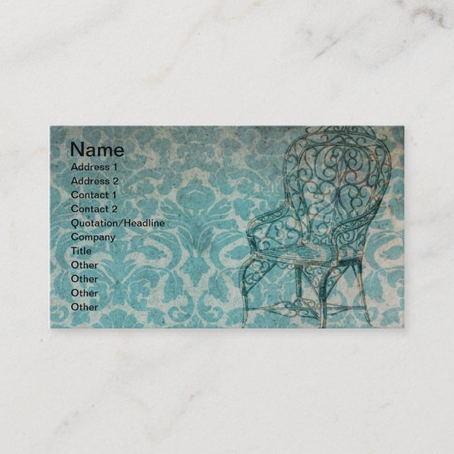 Vintage Wallpaper With Chair Business Card (Front)