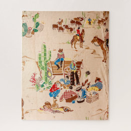Vintage Wallpaper with Cowboys - 520 piece Jigsaw Puzzle