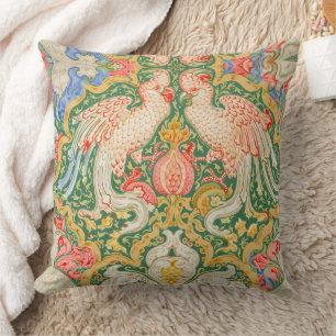 Vintage Walter Crane Cockatoo and Peacock Art Cushion