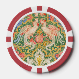 Vintage Walter Crane Cockatoo and Peacock Art Poker Chips