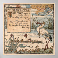 Vintage Walter Crane: King log & king stork small