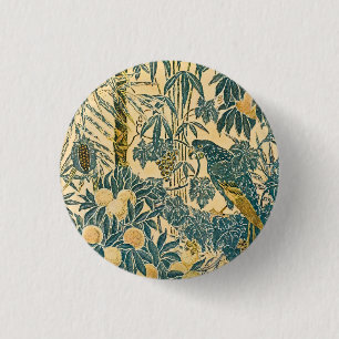 Vintage Walter Crane Macaw and Citrus Fruit Art 3 Cm Round Badge