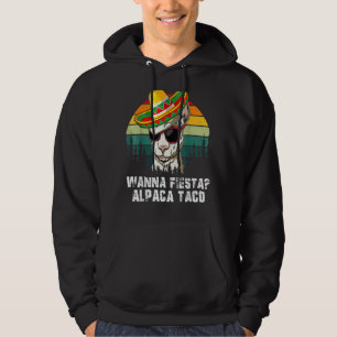 Vintage Wanna Fiesta Alpaca Taco Llama Mexican Cin Hoodie