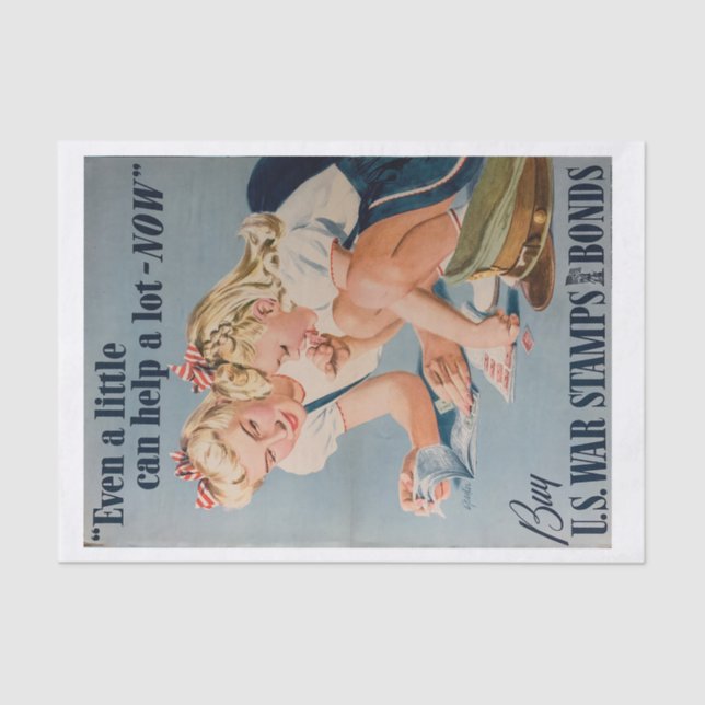 Vintage War Bonds Mother & Daughter  Tissue Paper (Front)