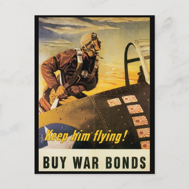 Vintage War Postcards, Keep him flying! Postcard (Front)