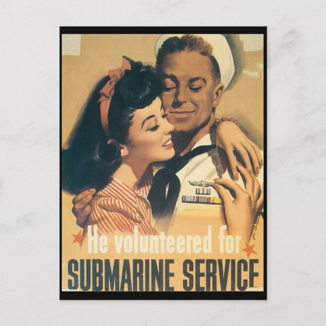 Vintage War Postcards, Submarine service Postcard (Front)