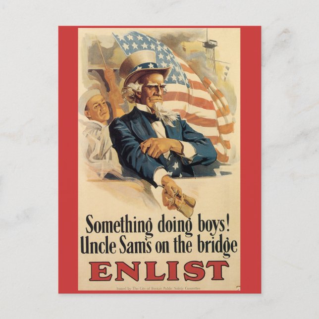 Vintage War Postcards, Vintage Uncle Sam Postcard (Front)