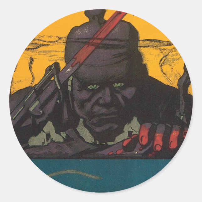Vintage War Poster stickers - The Hun (Front)