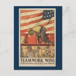 Vintage War Teamwork Postcard