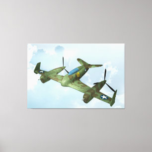 Vintage Warbird Flight Military Aviation Art Canvas Print