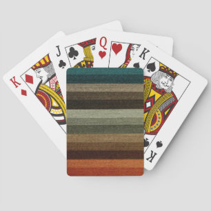 Vintage Warm Autumn Striped Pattern, Earth Tones Playing Cards