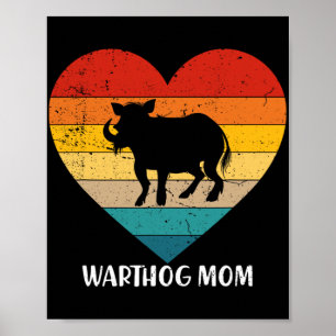 Vintage Warthog Mum Mother's Day Animal Lover Poster