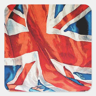 Vintage Wartime Wavy Union Jack British Flag Square Sticker