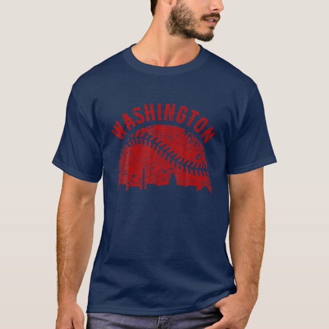 Vintage Washington Baseball Tee Distressed Game Da (Front)