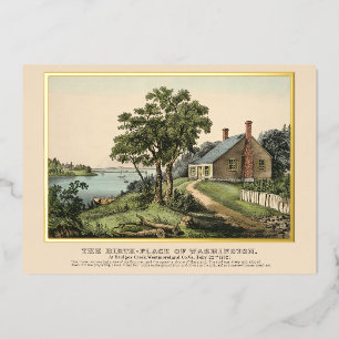 Vintage Washington Birthplace Gold Foil Card