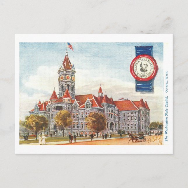 Vintage Washington Capitol with Seal Postcard (Front)