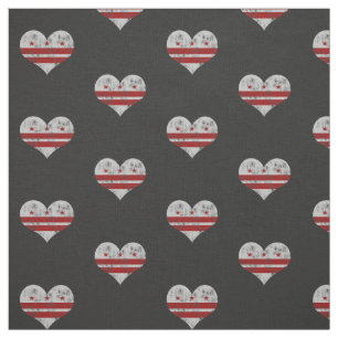 Vintage Washington D.C. Flag Hearts Fabric