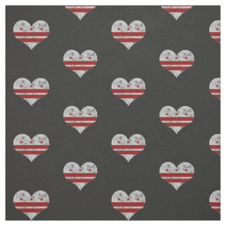 Vintage Washington D.C. Flag Hearts Fabric