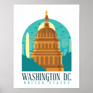 Vintage Washington D.C. United States Capitol Poster