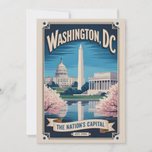 Vintage Washington DC The Nation’s Capital Retro  Holiday Card