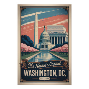 Vintage Washington DC The Nation’s Capital Retro Poster