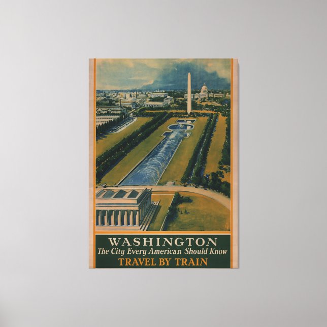 Vintage Washington DC Travel Poster Canvas Print (Front)
