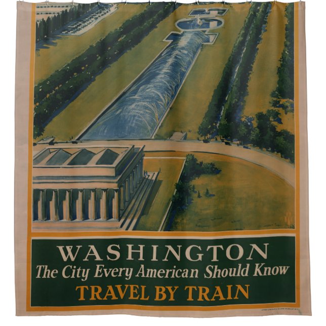 Vintage Washington DC Travel Poster Shower Curtain (Front)