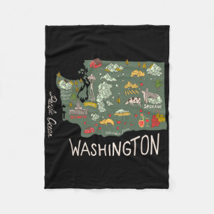 Vintage Washington Evergreen State Seattle Pacific Fleece Blanket