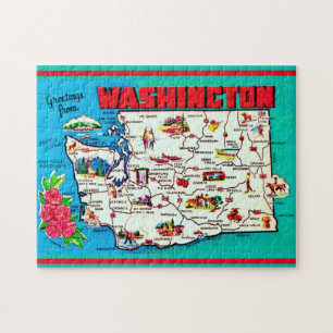 Vintage Washington Map Jigsaw Puzzle