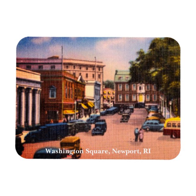 Vintage Washington Square, Newport, Rhode Island Magnet (Horizontal)