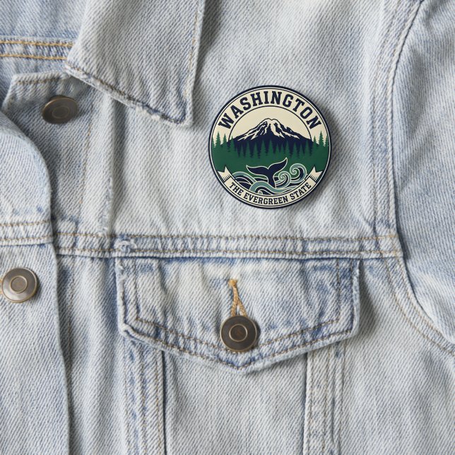 Vintage Washington State Emblem  6 Cm Round Badge (In Situ)
