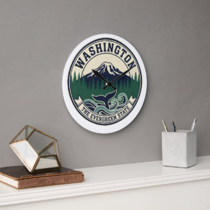 Vintage Washington State Emblem  Large Clock