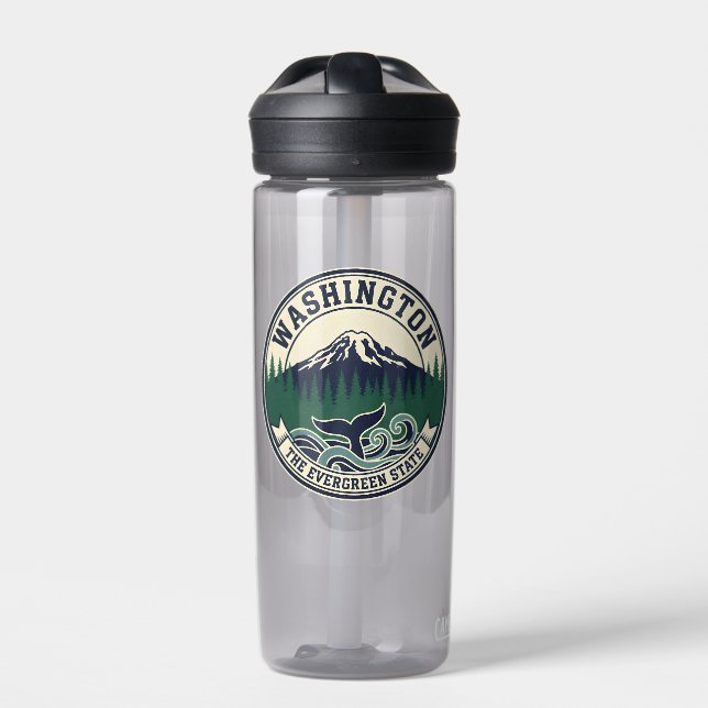 Vintage Washington State Emblem  Water Bottle (Front)