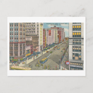 Vintage Washington Street Scene, Indianapolis Postcard