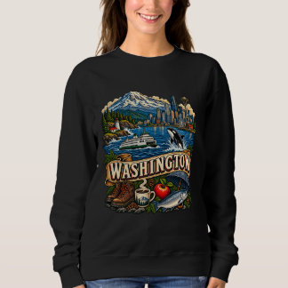 Vintage Washington Tattoo Style Seattle Coastal Il Sweatshirt