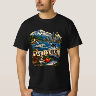 Vintage Washington Tattoo Style Seattle Coastal Il T-Shirt