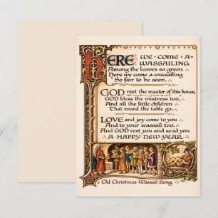 Vintage Wassail Song Illuminated Manuscript Art  Card