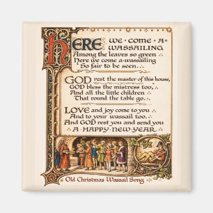 Vintage Wassail Song Illuminated Manuscript Art Magnet