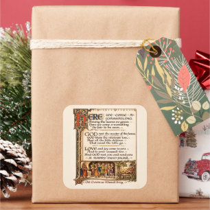 Vintage Wassail Song Illuminated Manuscript Art Square Sticker