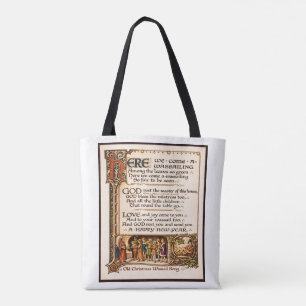 Vintage Wassail Song Illuminated Manuscript Art Tote Bag
