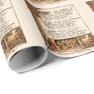 Vintage Wassail Song Illuminated Manuscript Art  Wrapping Paper