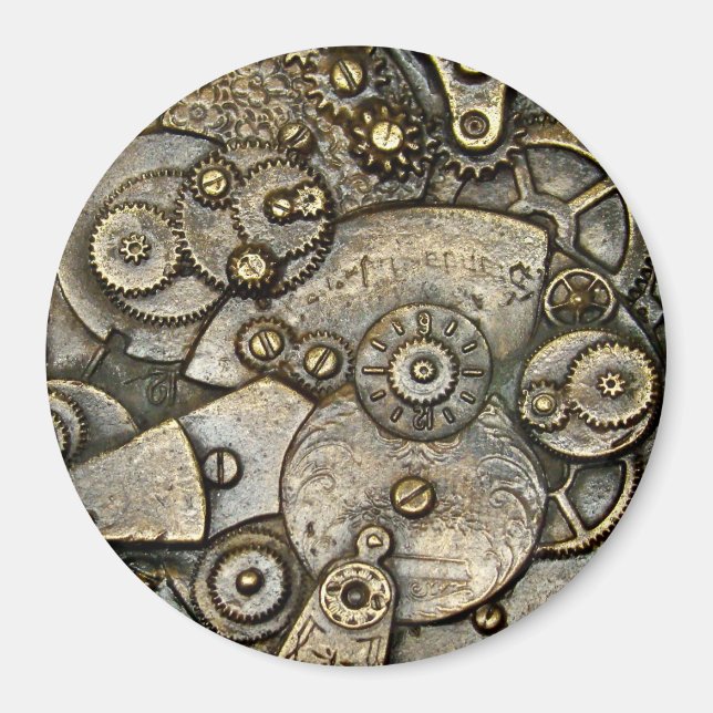 Vintage Watch Gear Mechanism Round Magnet (Front)