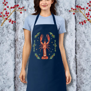 Vintage water color - festive red lobster apron